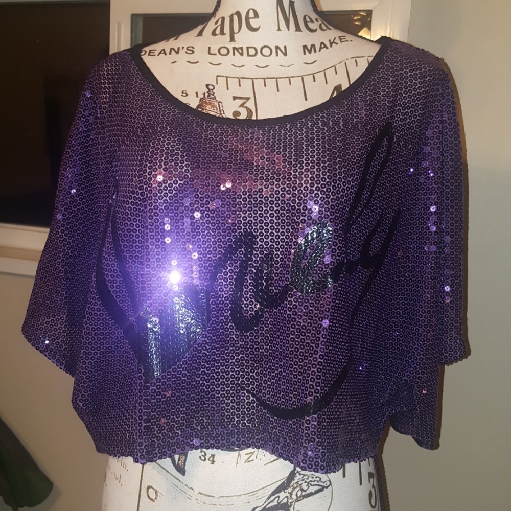 COPY - Purple Sequin crop top
